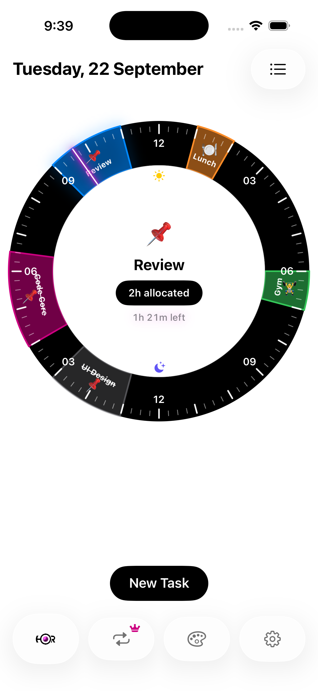Horo on iPhone — light